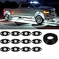 Rock Lights for Trucks 12pods 6000k Pure White Led Rocks Lights kit Ip68 Waterproof for ATV Rv Utv SUV Offroad Pickup Golf Boat Cars Fender Underglow Lighting White