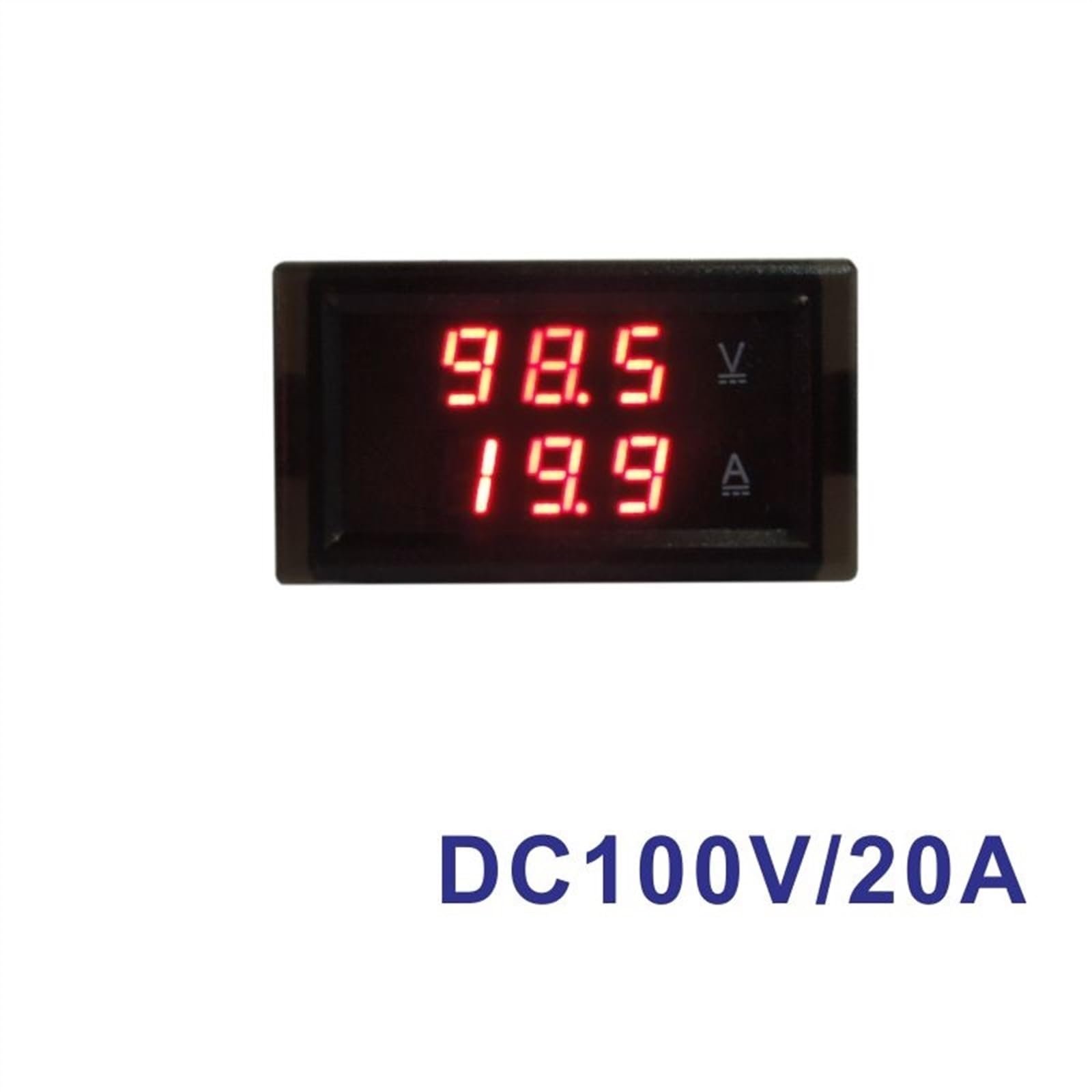 Transformador con Sensor de CC de 0 a 100 V, medidor de Corriente de Voltaje de CC de 20 A, voltímetro Digital LED, amperímetro, medidor de Panel de Voltaje(Red-Blue)