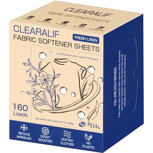 CLEARALIF laundry Fabric Softener Sheets, Fresh Linen Scent, 160 Loads, Eco Friendly, Great For...