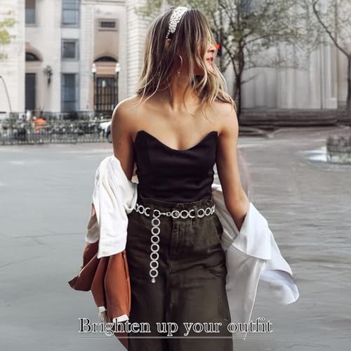 WERFORU Women Multilayer Gold Silver Metal Link Body Chain Belt Ladies Waist Chain Belts for Jeans Dress4