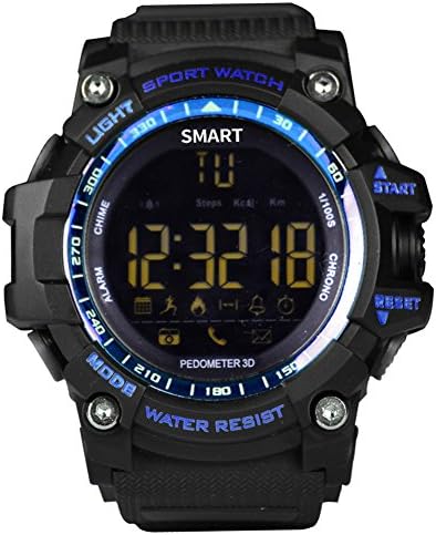 EUTUKEY Smart Watch Men Bluetooth Outdoor Sport Watch Fitness Tracker IP67 Waterproof Remote Camera Smart Band for Android with Android iOS,12 Months Standby Time(Blue)