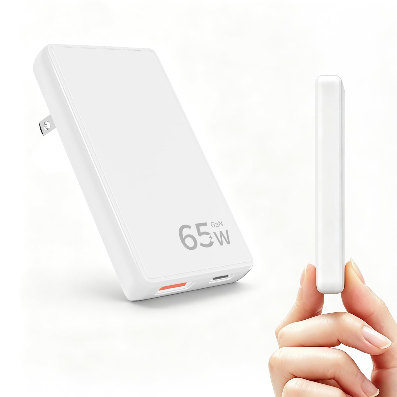 【14mmの超薄型】65W USB-C ACアダプター ノートパソコン急速充電器 PD3.0 PPS対応 GaN+搭載 2ポート PSE適合品
