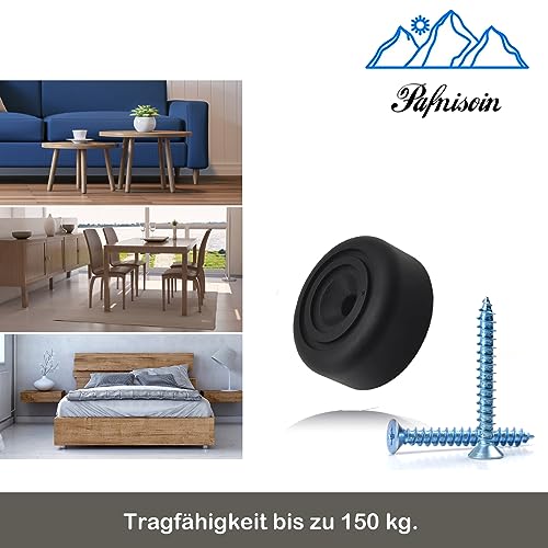 pafnisoin Möbelfüße schwarz 8 Stück Möbelbeine Rund Ø 33 x H 13 mm Schrankfüsse Kunststoff Füße für Möbel Sofa Füße mit 8 Schrauben für Schrank, Sofa, Stuhl