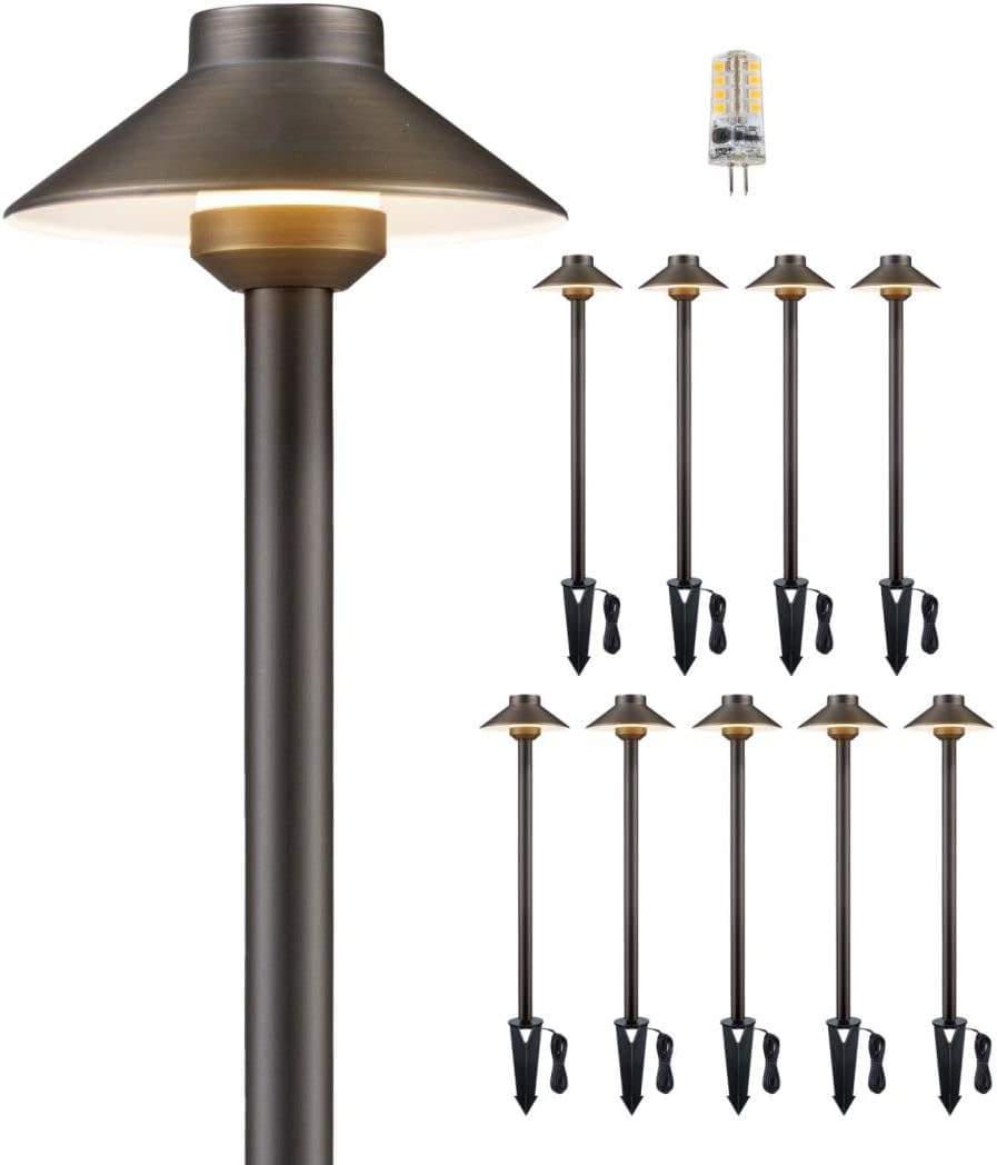 Gardenreet Brass Landscape Path Lights, LED 12V Low Voltage Pathway