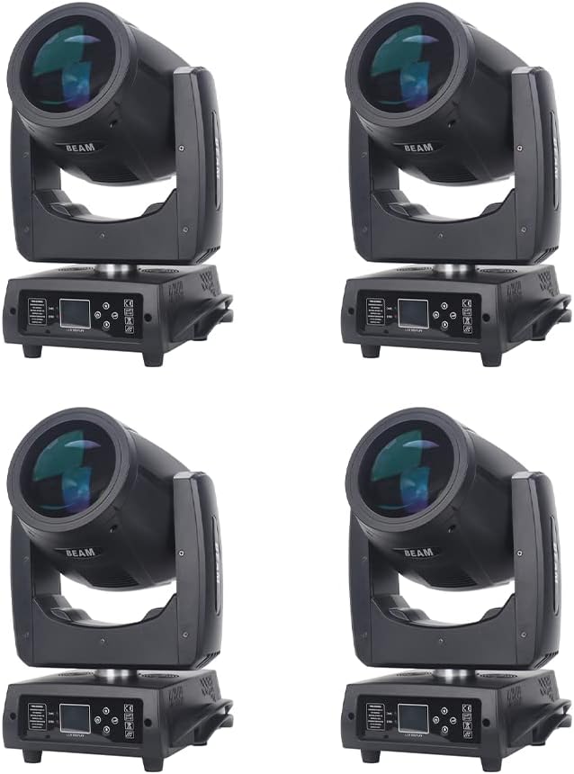 Beam 7R 230W Mini Moving Head Stage Lights High Brightness Lamb Rainbow Bidirectional Rotation Atomization Effects DMX for Wedding DJ Bar Party Christmas (4Pcs Lights)