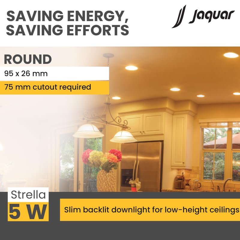 Jaquar Strella Slim 5W Round Recess Down Light - Cool White, Energy Efficient LED Ceiling Light for Home and Office (Pack of 5) 3