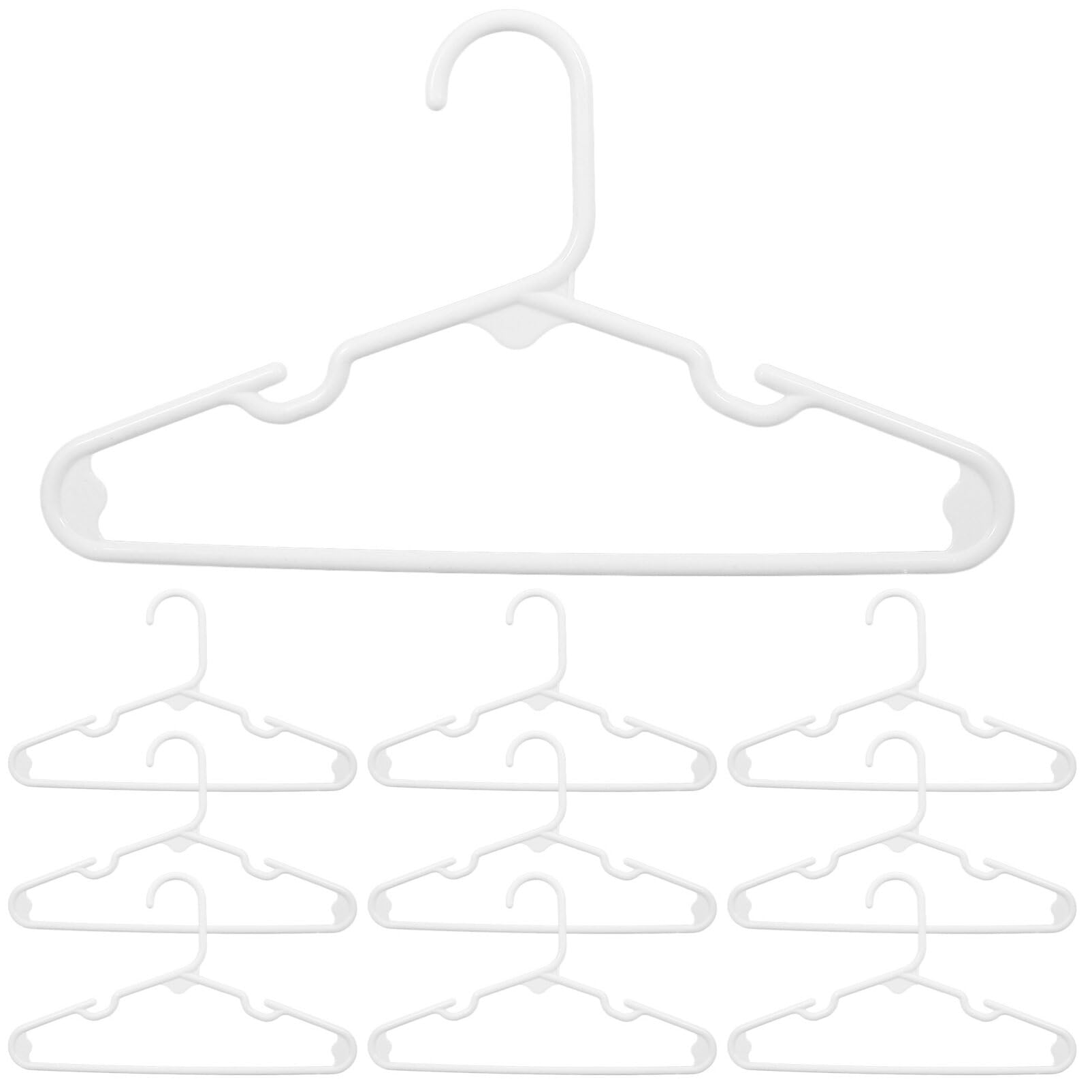 OUNONA Plastic Kids Hangers, 10pcs Childrens Baby Clothes Hangers Pet Clothes Hook for Toddler Boys and Girls Closet, Clothing, Pants, Coats Outfit