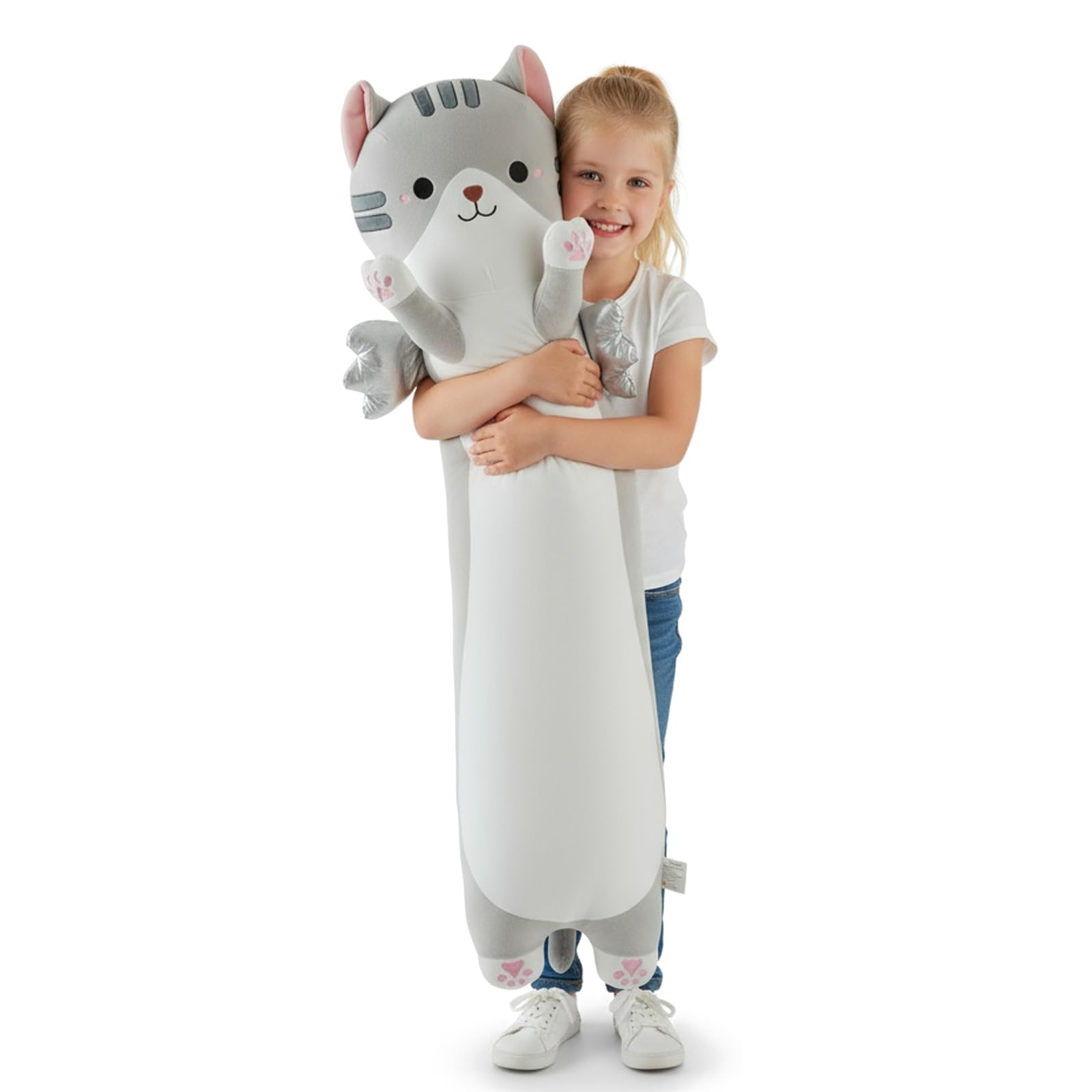 Aiuidun 35.4" Long Cat Plush Pillow with Wings, Super Soft Stuffed Animal for Kids & Adults