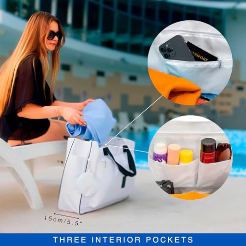 Extra Large Tote Bag for Women, Large Beach Bag with Zipper, Waterproof Tote Bag, Tote Resistant to Stains, Overnight Bag For Women - Bonus Gifts: Cosmetic Holder and Coin Purse.4