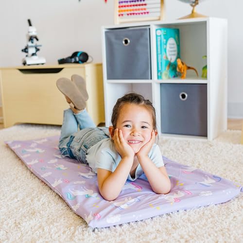 Image of Wildkin Kids Microfiber Nap Mat Cover - Soft, Durable & Fits 1.5 inch Vinyl Sleep Mats (Unicorn)
