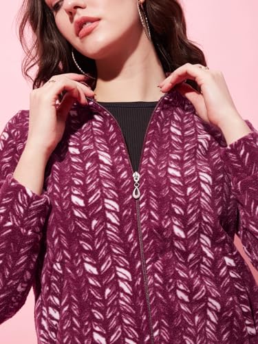 Image of Modeve Women Printed Full Sleeve Jacket for Winter