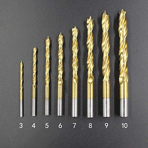 Drill Bits For 3-10mm 8Pcs/Lot Titanium Plating High Carbon Steel Woodworking Three-point Twist Brad Point Drill Bit Set Wood Tool