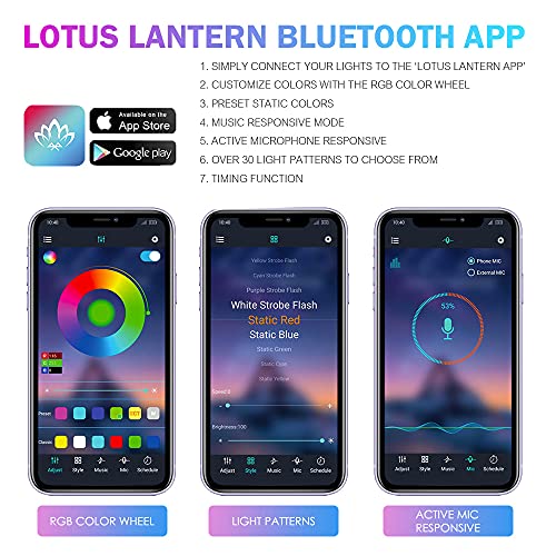 image for Xprite 4PCS Car Underglow Exterior + 4PCS Interior Bluetooth RGB Light