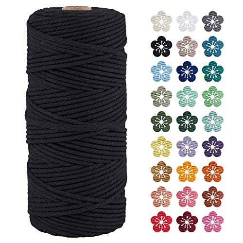 LEREATI Macrame Cord 3mm x 100m, Thick Macrame Rope Natural Cotton Rope Craft String