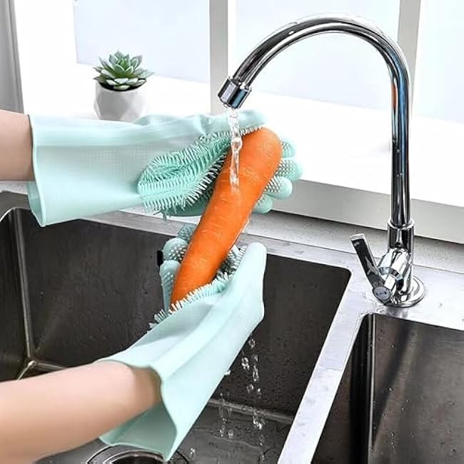 Pet Grooming Gloves£¬Heat-Resistant Silicone Gloves with High-Density Teeth for Enhanced Massaging and Bathing of Dogs and Cats (Green, 1 Pair)-UdHajySc