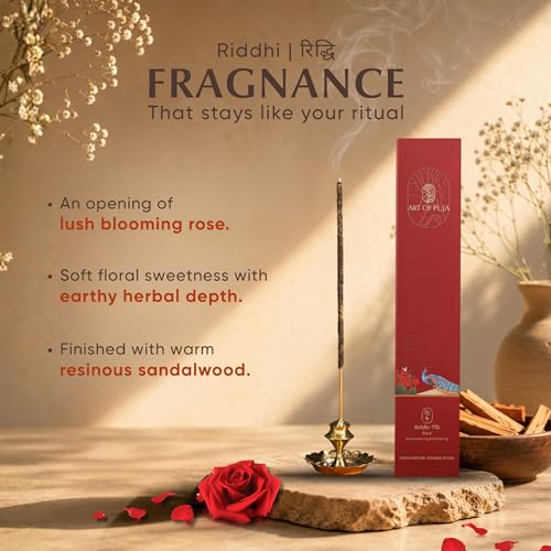 Image of Rose (Gulab) Handcrafted Incense- 30 Agarbatti Stick | 1 Hr Burning Time, 2+ Hr Fragrance Retention | Sweet Rose Aroma, Low Smoke | Free Agarbatti Holder | Incense Sticks for Home