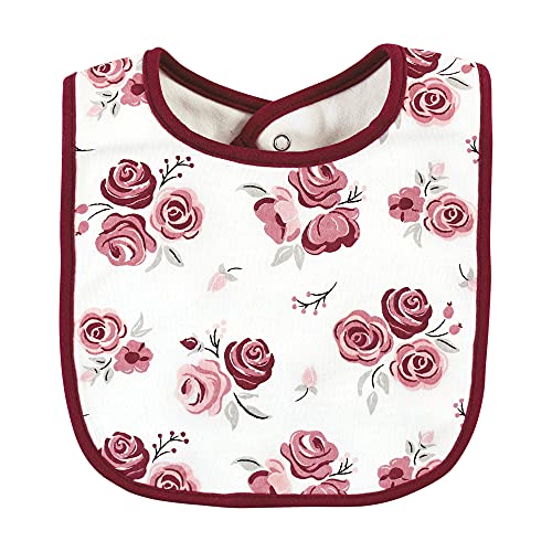 Image of Hudson Baby Unisex Baby Cotton Bibs, Rose, One Size