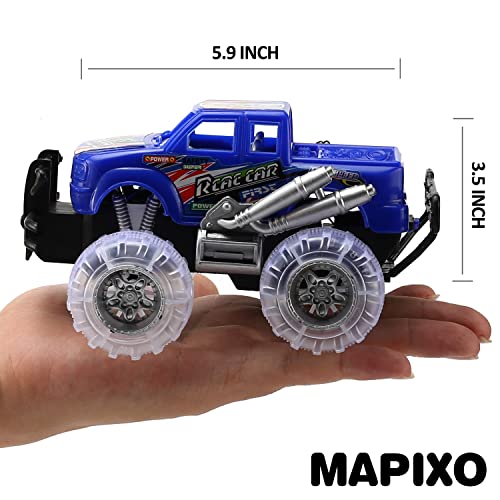Mapixo 4 Pack 4 Colors Monster Truck Set With Light Up Flashing Led Wheels, Best Gift For Boy And Girl Age 3+ Years Old. Push N Go Car, Monster Car Toy For Kids Child Toddler Birthday Party Favors #TOP4