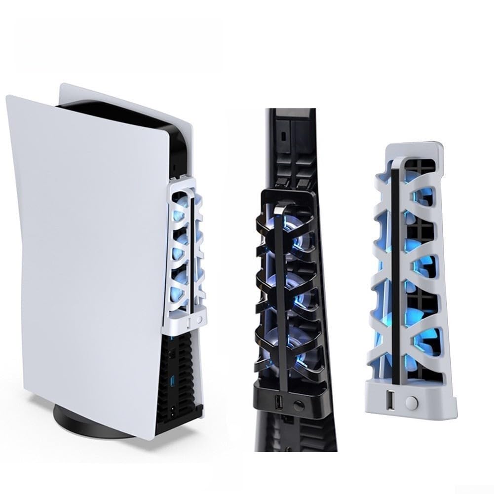 Ventilateur de refroidissement pour PS5, dissipation efficace de la chaleur, refroidisseur de console ABS pour PlayStation 5 avec fonctionnement silencieux (blanc)