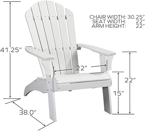 Miniatura 3 de PolyTEAK Juego de 2 sillas Adirondack tamaño King muebles de patio para todo tipo de clima de fácil mantenimiento para porche terraza y hoguera