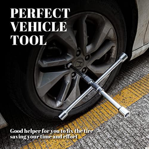Image of CARTMAN 14 Inch Universal Folding 4-Way Cross Lug Wrench | Compact foldable design for easy storage, sturdy steel build to remove wheel nuts fast during roadside tire maintenance