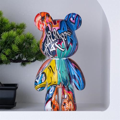 Coniuty Graffiti Bär Dekorative Tier Harz Skulptur Wohnkultur Sta...