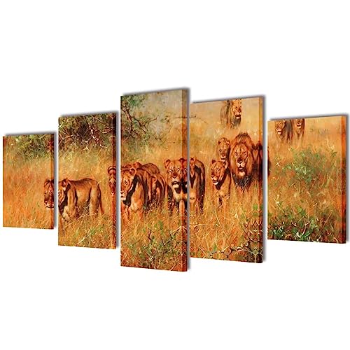 Tableau mural sur toile lions 100x50 cm pour habiller un mur vide