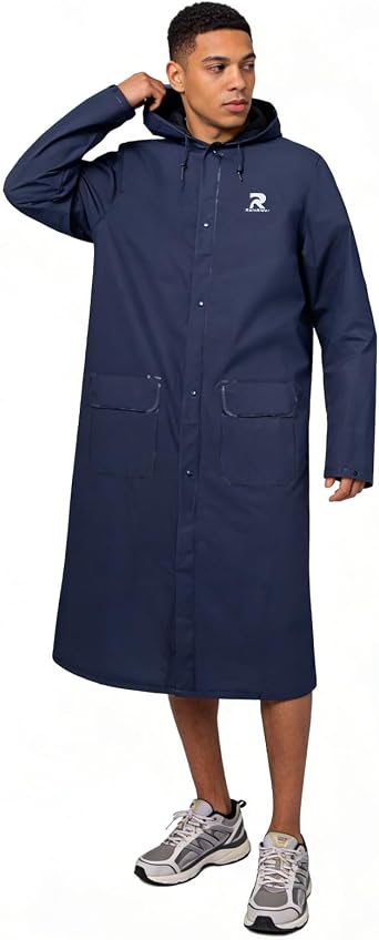 RainRider Long Raincoat for Adult Waterproof Lightweight Rain Jacket Reusable Rainwear
