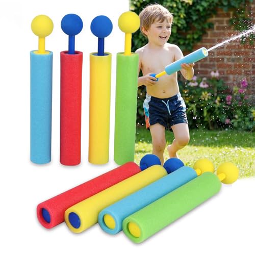 8 Pack Push Pull Water Gun for Kids Toddlers EVA Foam Water Pistol Set Safe Water Toys for Children Outdoor Summer Pool Toys for Boys Girls Beach Garden Party Supplies