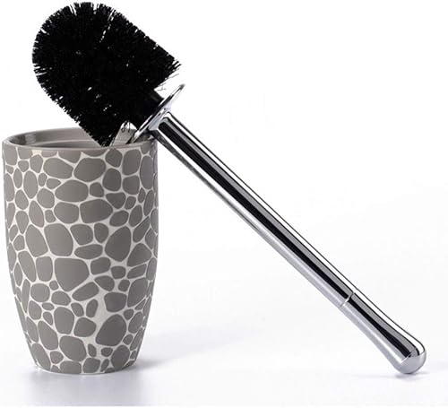 SPOUR Escobilla de inodoro moderna creativa para el hogar en relieve adoquines de cerámica redonda escobillas, cepillo de inodoro con soporte