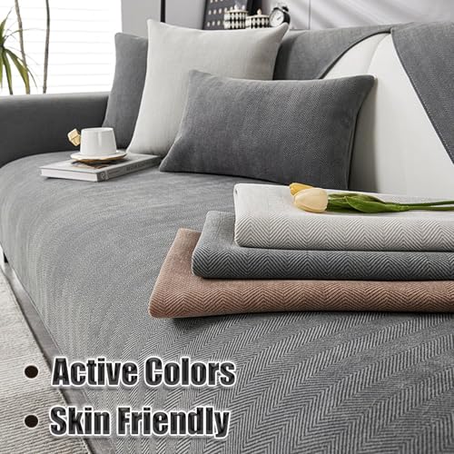 Hovoto Sofa Überzug, Sofaschoner rutschfest, Couch Überzug, Sofabezug L Form Ecksofa, Sofadecken für Sitzfläche, Sofa Überwurf für Sektionssofa, Sofa Überwurfdecke Waschbar, Beige 2, 110 * 180cm