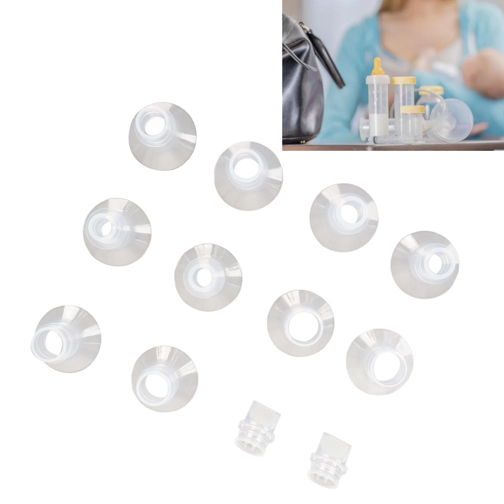 Zestaw 10 szt. Wkładek do Kołnierzy Laktatora, Nadający się do Noszenia Silikonowy Kołnierz do Laktatora z Zaworem Bez BPA i Kaczym Dziobem 13 Mm 15 Mm 17 Mm 19 Mm 21 Mm, łatwe
