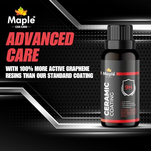 Image of Maple Car Care Ceramic Coating Kit - 9H Nano Ceramic Paint Protection, Super Hydrophobic Car Polish | Anti-Scratch High Gloss Finish | 50ml Auto Detailing Kit