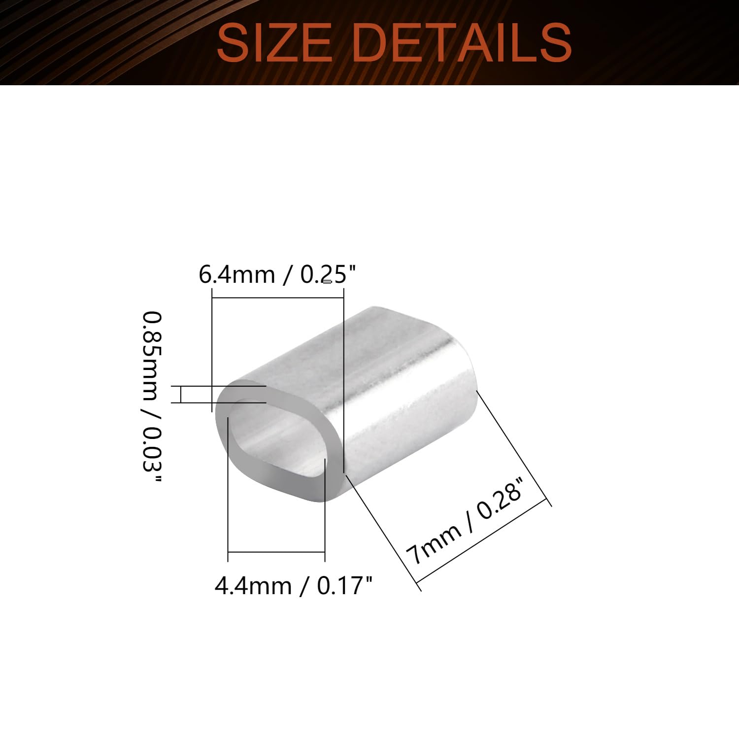 MroMax Aluminum Wire Rope Sleeves - 1mm To 6mm Hole Dia Silver Tone - View #8