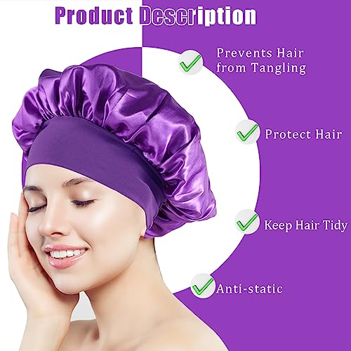 PAEFIU 3 Pcs Bonnet Satin Cheveux Nuit, Bonnet Soie Cheveux Femme – vue 5