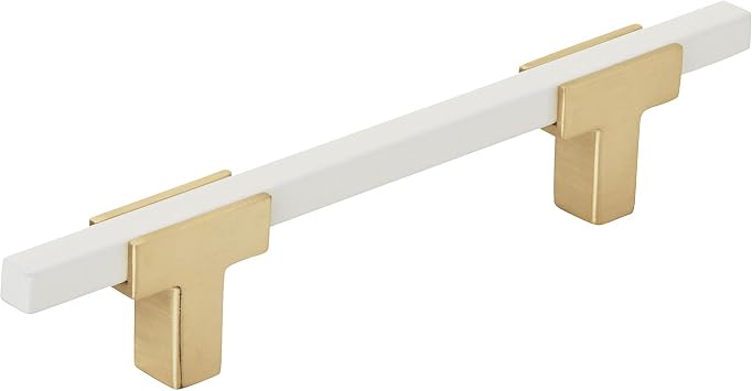 Amerock | Cabinet Pull | Brushed Gold/White | 3-3/4 inch 96 mm Center to Center | Urbanite | 1 Pack | Drawer Pull | Drawer Handle | Cabinet Hardware