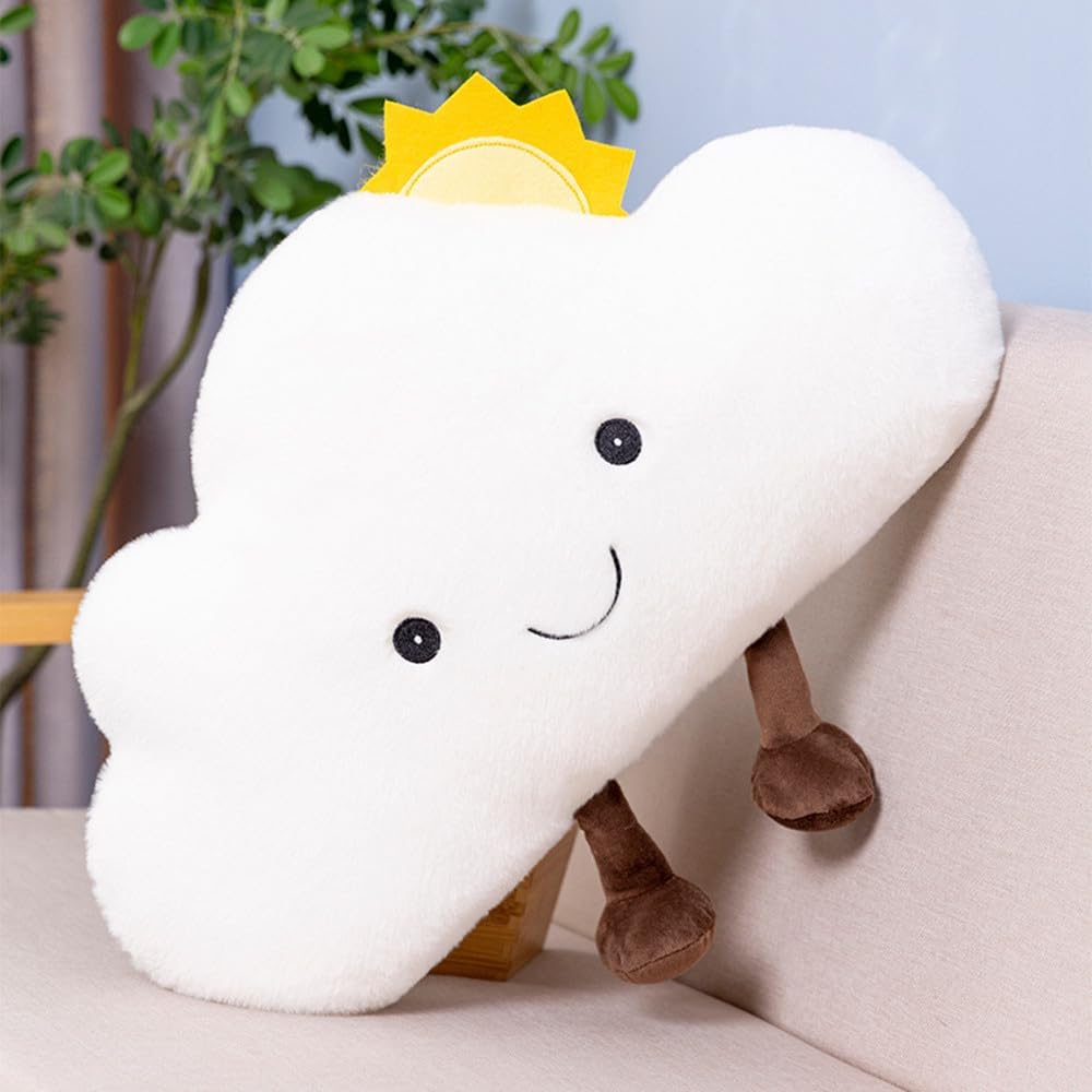 NatureMan Cartoon Clouds Shaped Throw Pillows Waist Rest Cushion Bedrest Reading Pillows Chair Back Cushion for Bedroom Office Car-Nursery Decor