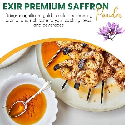 Exir Spanish Saffron Powder 10g Glass Premium Coupe Grade, All-Red Natural Gourmet Spice for Cooking, Baking & Beverages