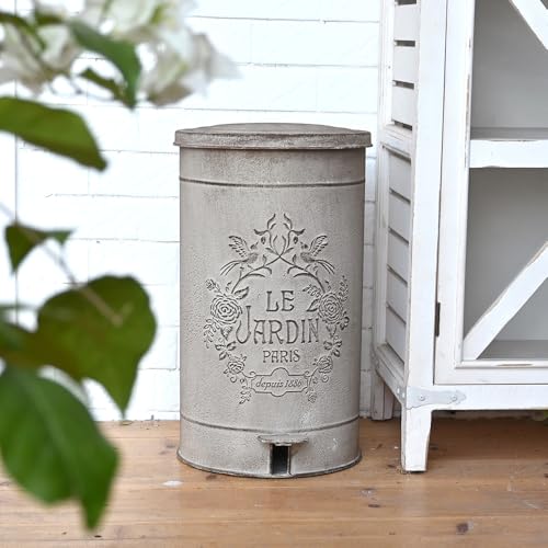 Image of Retro Outdoor Trash Can with Lid 17L /4.5 Gallon Waste Container with Pedal Garbage Poop Bin Kitchen Waste Bins Touchless Bathroom Garbage Can Room Park Garden Decor