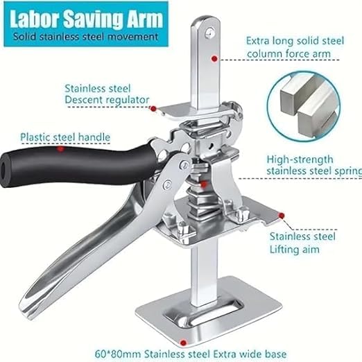 ELLEZZA Lifting Tool Jack, 1 Packs Labor Saving Arm Jack, Stainless Steel Arm Tool Lift, Multi-Function Height Adjustment Lifting Device for Board Tiles Doors Windows Floor and Cabinets 1