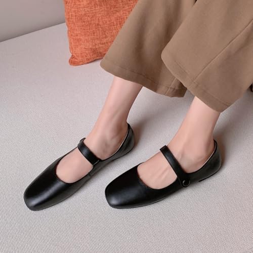 Women's Leather Mary Jane Flats - Soft Comfortable Material, Easy Buckle Slip On, Classic Go-to Casual Shoes4