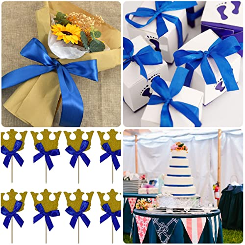 Blue Satin Ribbon, 25mm x 23 Meters Royal Blue Fabric Gift Ribbon for Crafting Gift Wrapping, Balloons, Floral Bouquet - Image 3