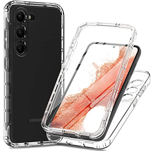 XINNI Coque pour Samsung Galaxy S23 5G Antichoc Housse avec Protège écran, 360 Degrés Full Body Etui Solide Double Face Bumper Portable Transparent...