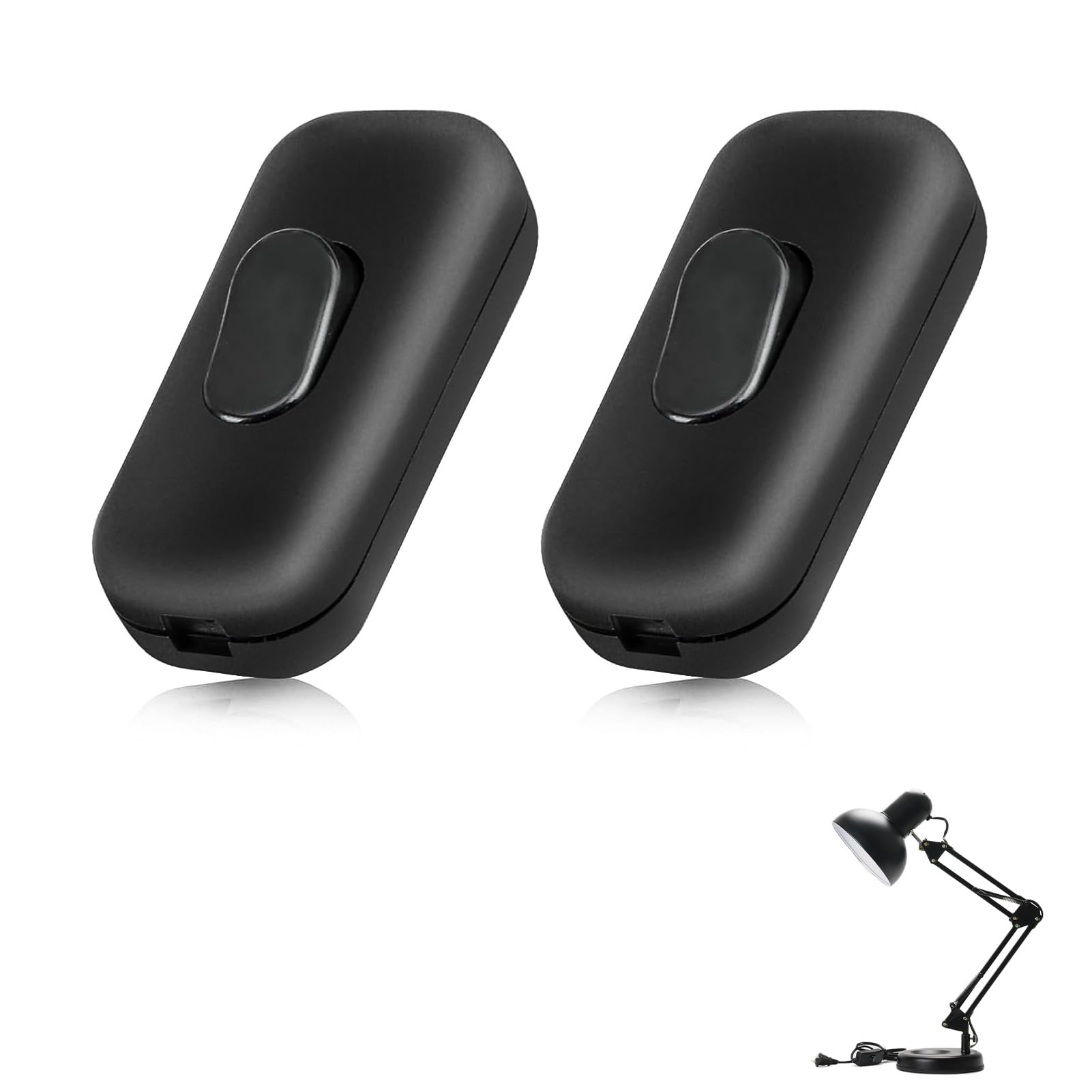 2 Interruptores Torpedo Bipolares De 6A 250V – Interruptor Pasante Para Lámparas De 2 O 3 Hilos, Plástico Resistente, Negro, Para Uso Doméstico Y Pequeños Dispositivos