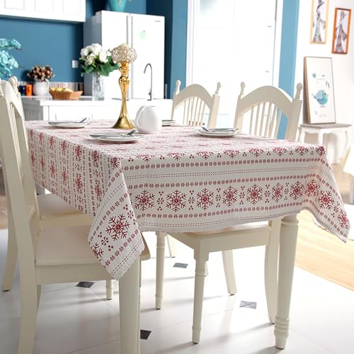Nappe de table beige rouge en coton polyester chic 140x180cm - 4