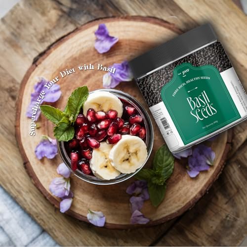 Image of Jivo Raw Basil Seeds for Weight Loss | Sabja Seeds, Tukmaria Seeds | High in Fiber, Omega-3 & Nutrients | Ideal for Smoothies, Drinks, and Baking | 100% Natural, Vegan, Gluten-Free - 800g