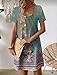 GRMLRPT Damen Kurzarm Rundhals Kleid Bohemian Blumen Sommerkleider MiniKleid Blumendruck Lose Tunika Freizeitkleid(Grün,XL)