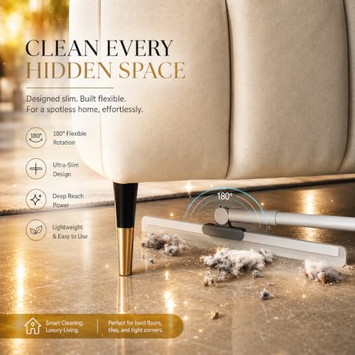 Image of Long Handle Floor Cleaning Wiper Squeegee - Heavy Duty Extendable Adjustable Rotating Handle, Silicone Blade Water Scraper for Bathroom Floors Cleaner Kitchen Tile Balcony