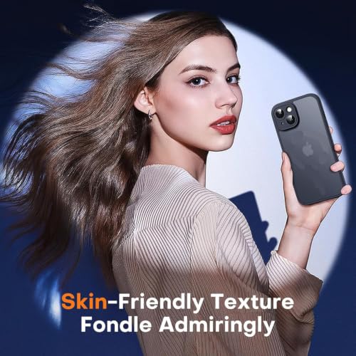Image of Frosty Case for Apple iPhone 15 | Shockproof Armor, Anti-Scratch Hard PC Back, Soft TPU Bumper, Camera Lens Protection, Wireless Charging Compatible | Translucent Matte Back Black