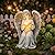 Ovewios Angel Statue Outdoor Decor, Elegant Angel Garden Statues Reading Book with Solar LED Lights Yard Decorations Lawn Ornaments Figurines Resin Sculpture for Outside, Angel Gardening Gifts
